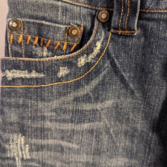 Candies Y2K Jean Skirt Embroidered Floral And Riveting. Size 5. - Picture 5 of 8